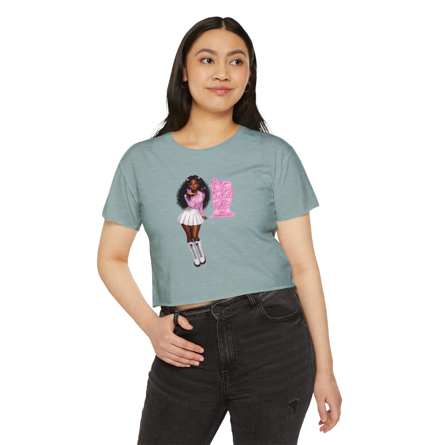 Festival Crop Top — Pink Glitter Doll Graphic Women’s Party Tee