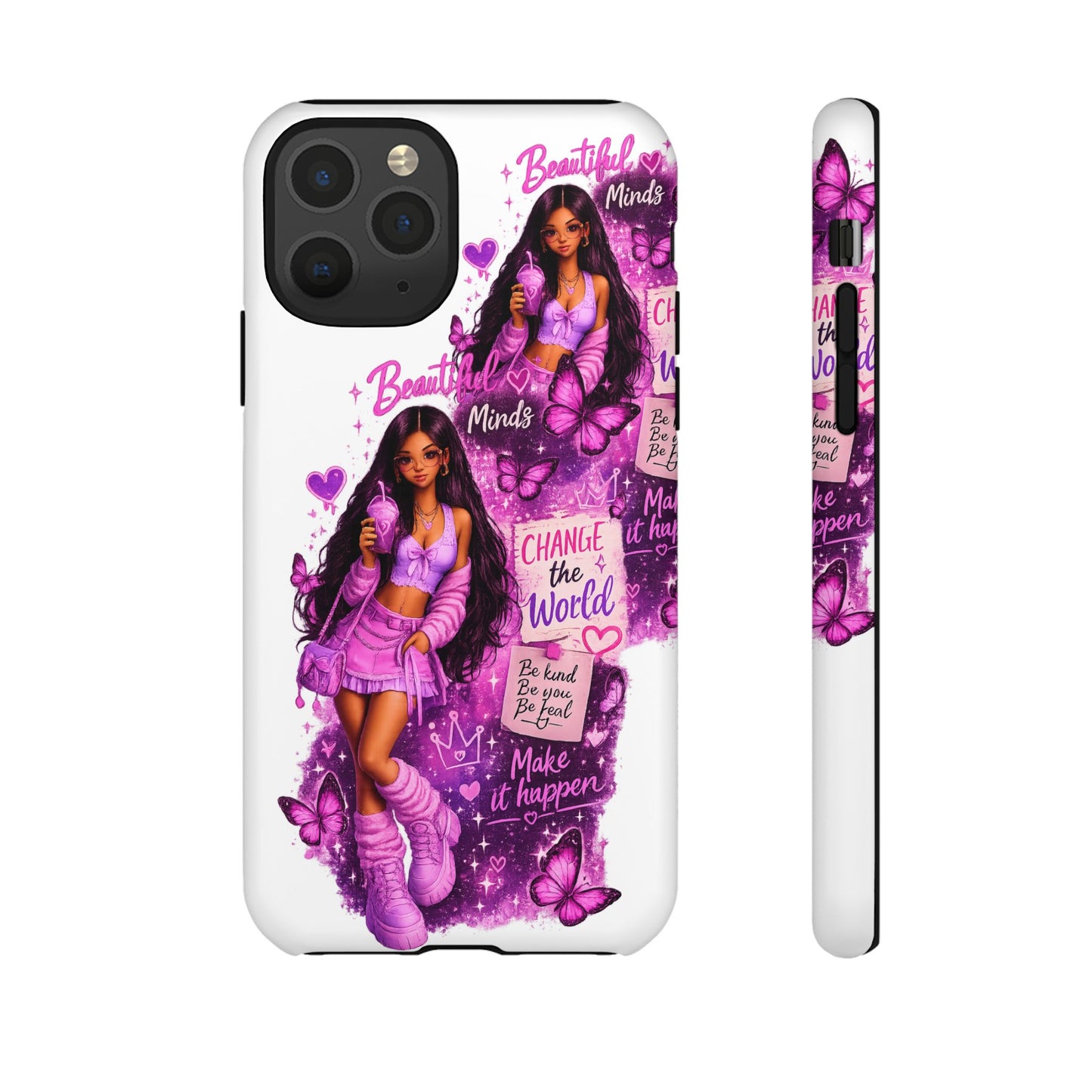Empowered Girl Phone Case — Pink Butterfly ‘Change the World’ Design