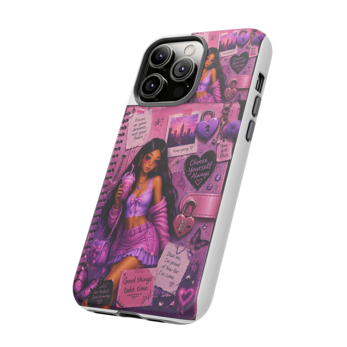 Purple Aesthetic Phone Case — Girl Collage 'Choose Yourself' Design