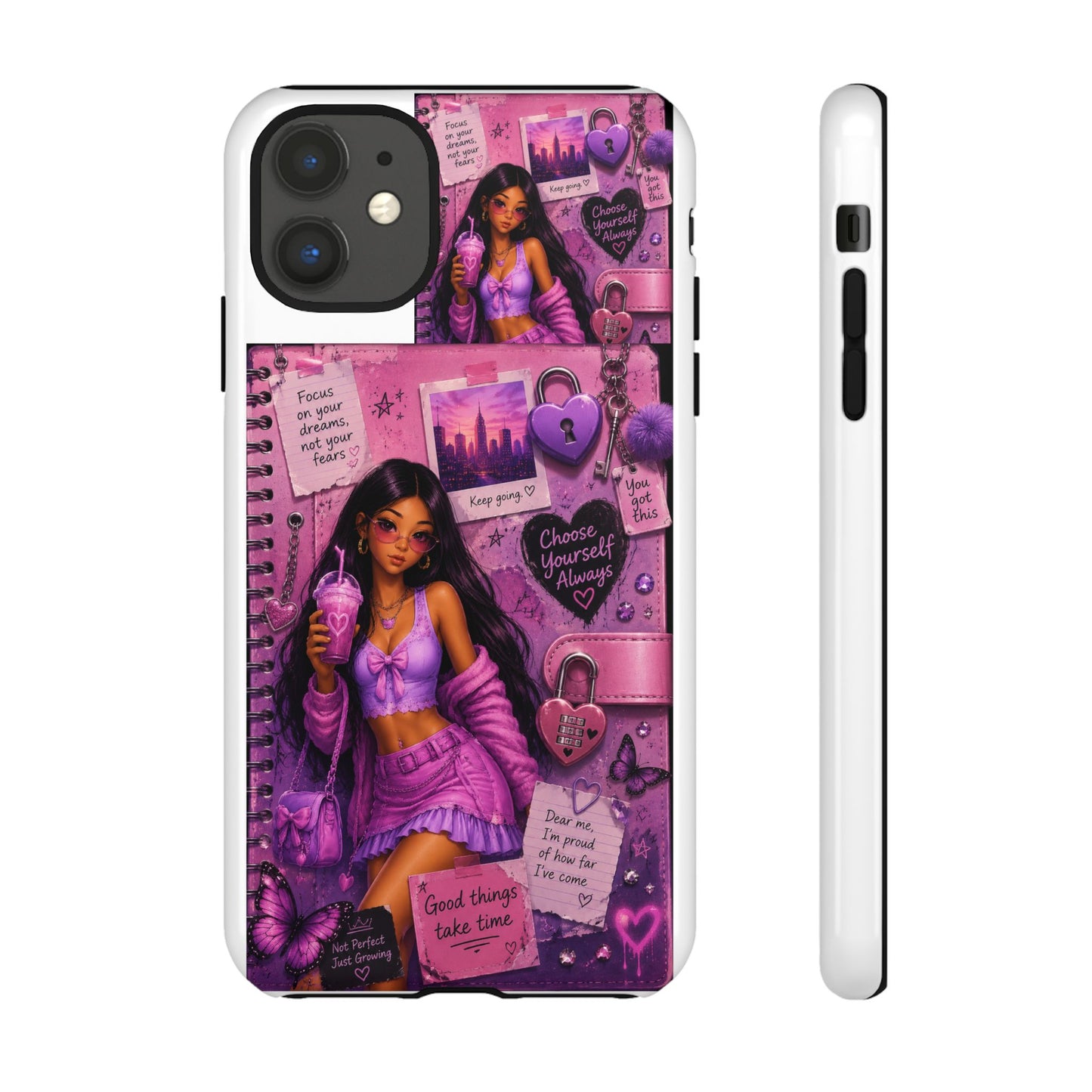 Purple Aesthetic Phone Case — Girl Collage 'Choose Yourself' Design