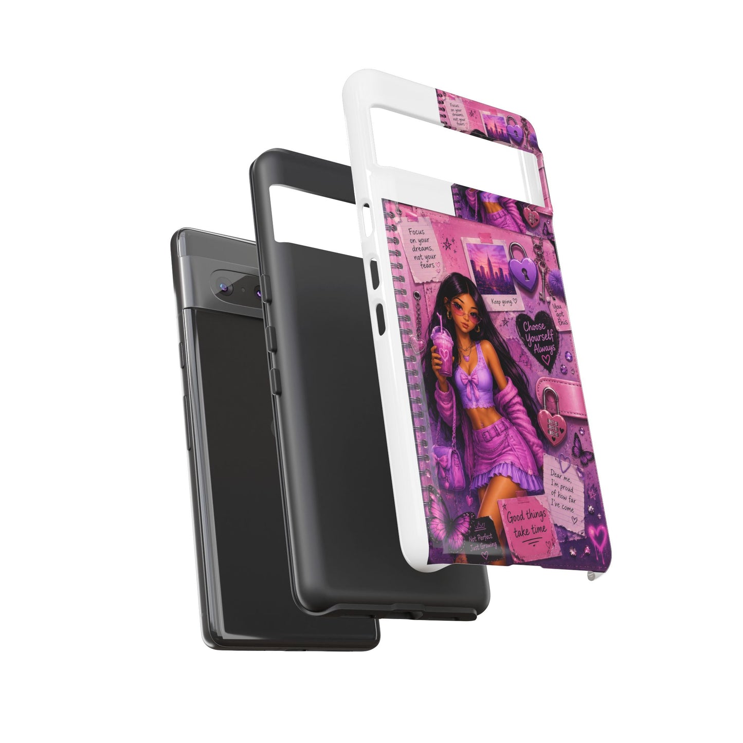 Purple Aesthetic Phone Case — Girl Collage 'Choose Yourself' Design