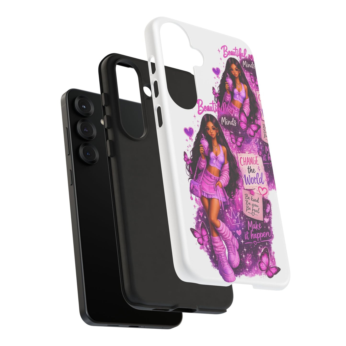Empowered Girl Phone Case — Pink Butterfly ‘Change the World’ Design
