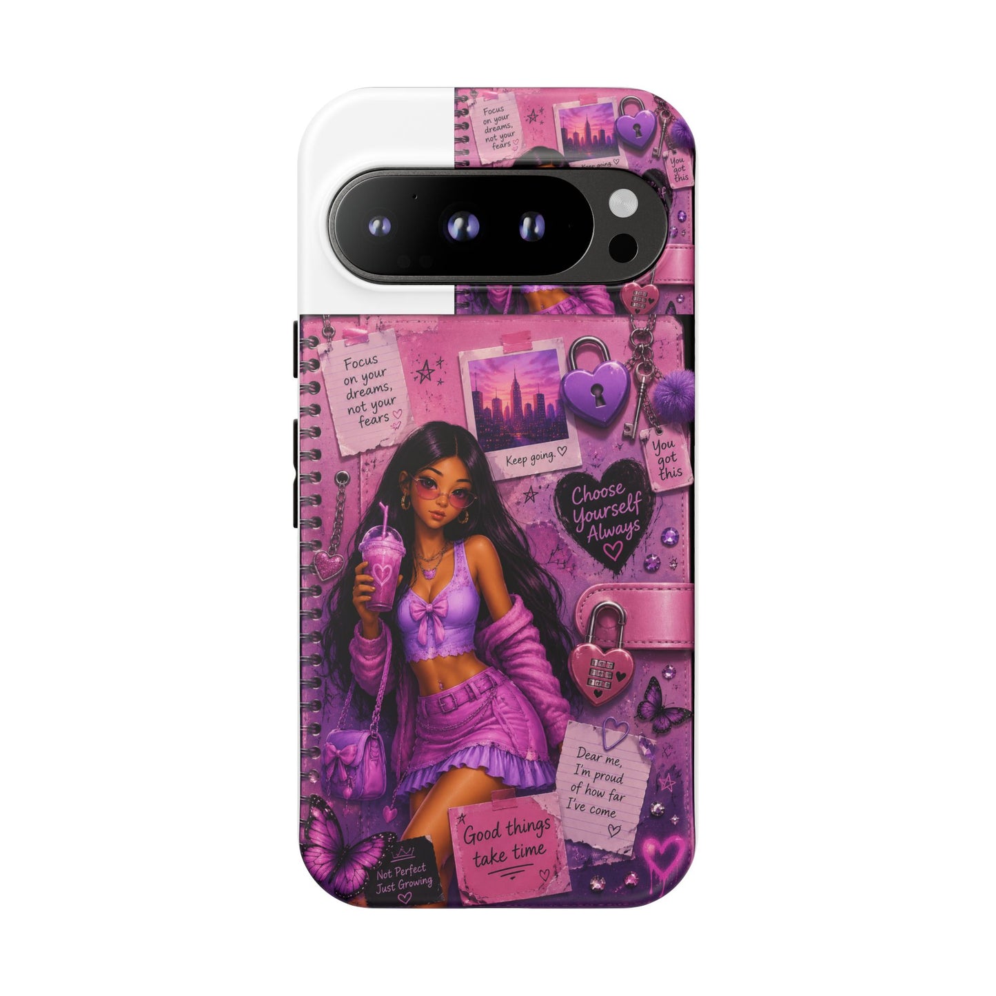 Purple Aesthetic Phone Case — Girl Collage 'Choose Yourself' Design