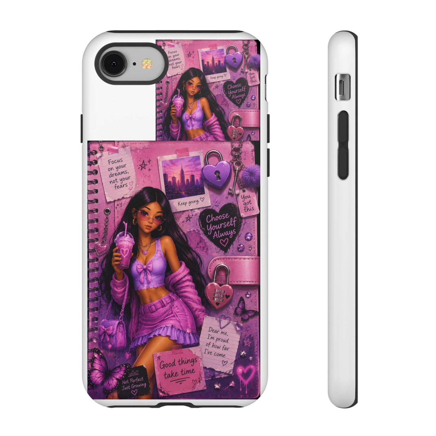 Purple Aesthetic Phone Case — Girl Collage 'Choose Yourself' Design