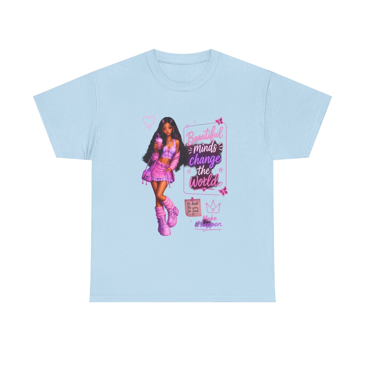 Beautiful Minds Change the World Tee - Pink Barbiecore Graphic Shirt