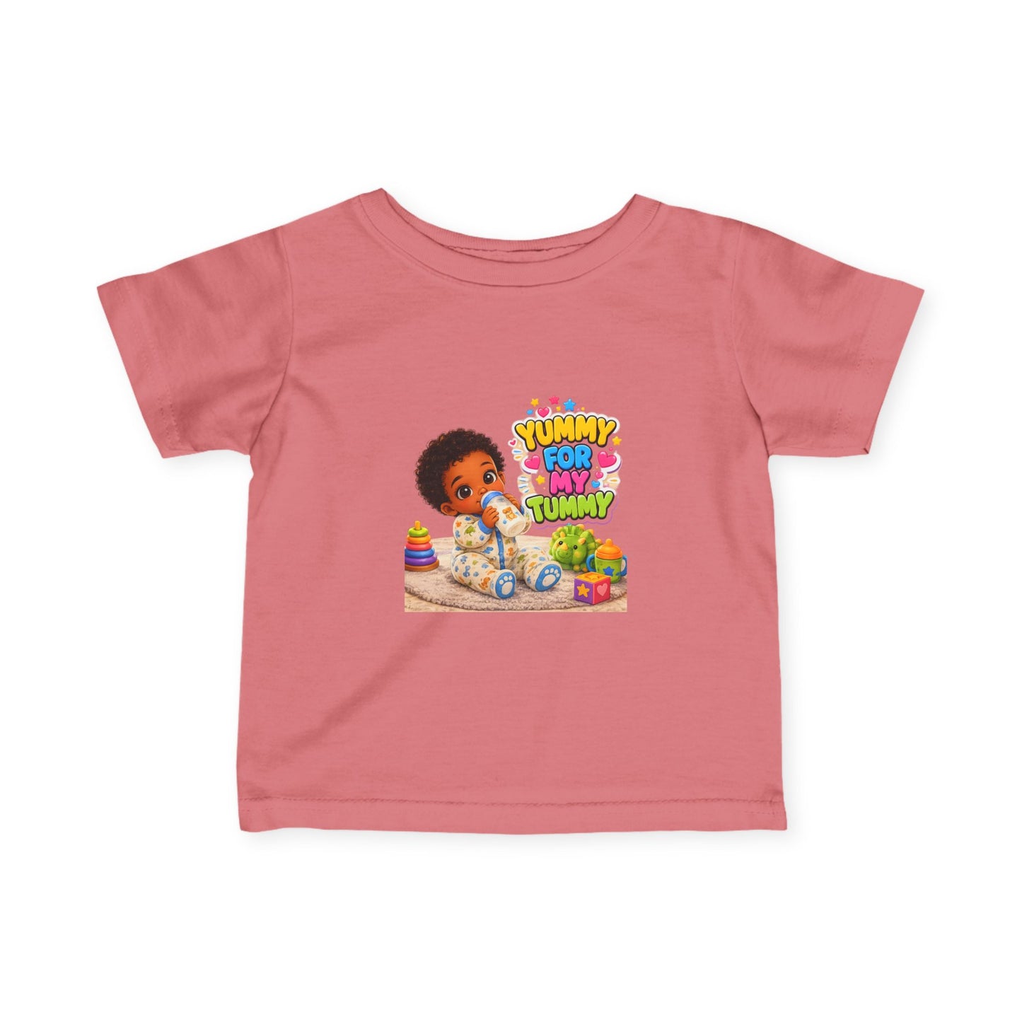 Infant Tee – "Yummy for My Tummy" Cute Baby Feeding Graphic