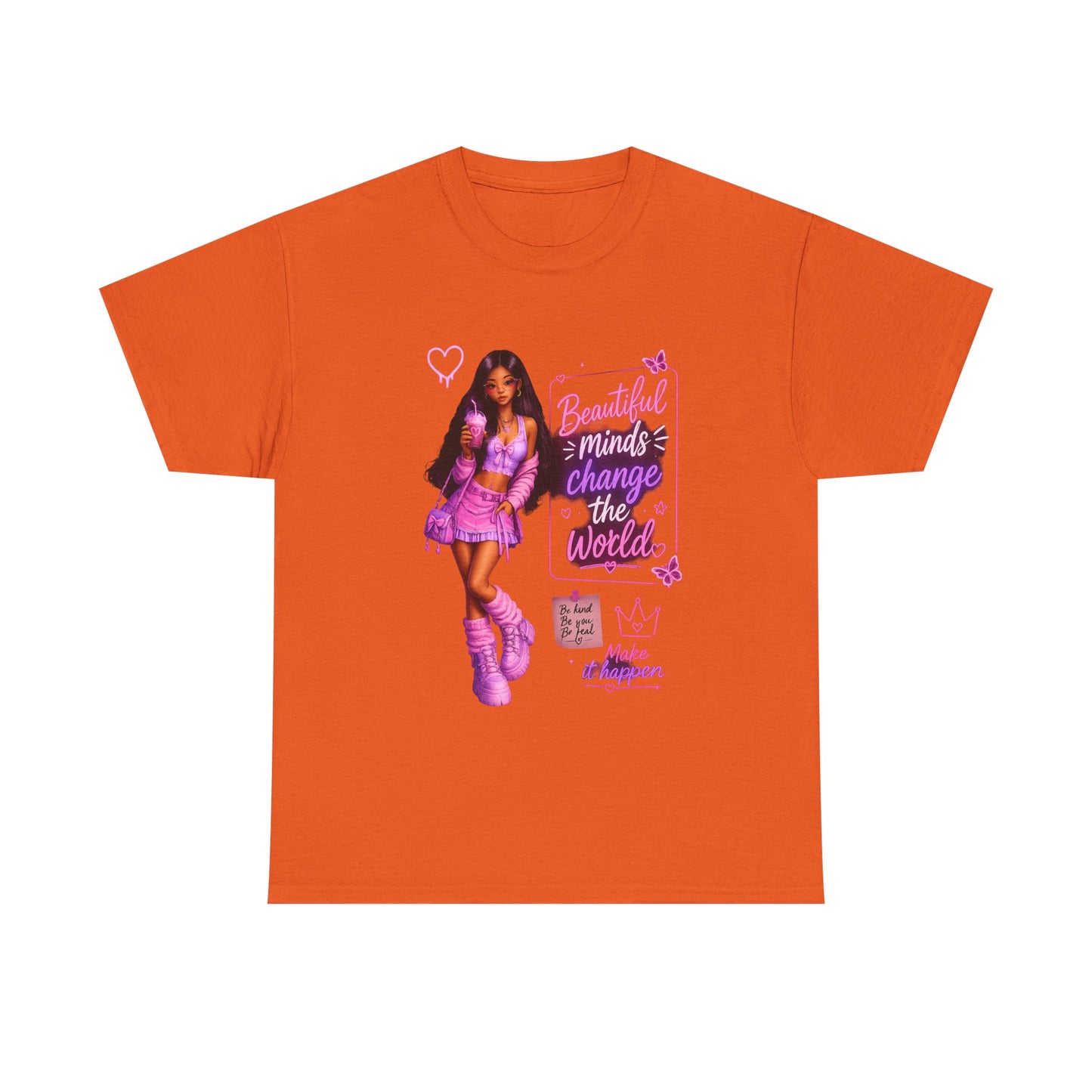 Beautiful Minds Change the World Tee - Pink Barbiecore Graphic Shirt