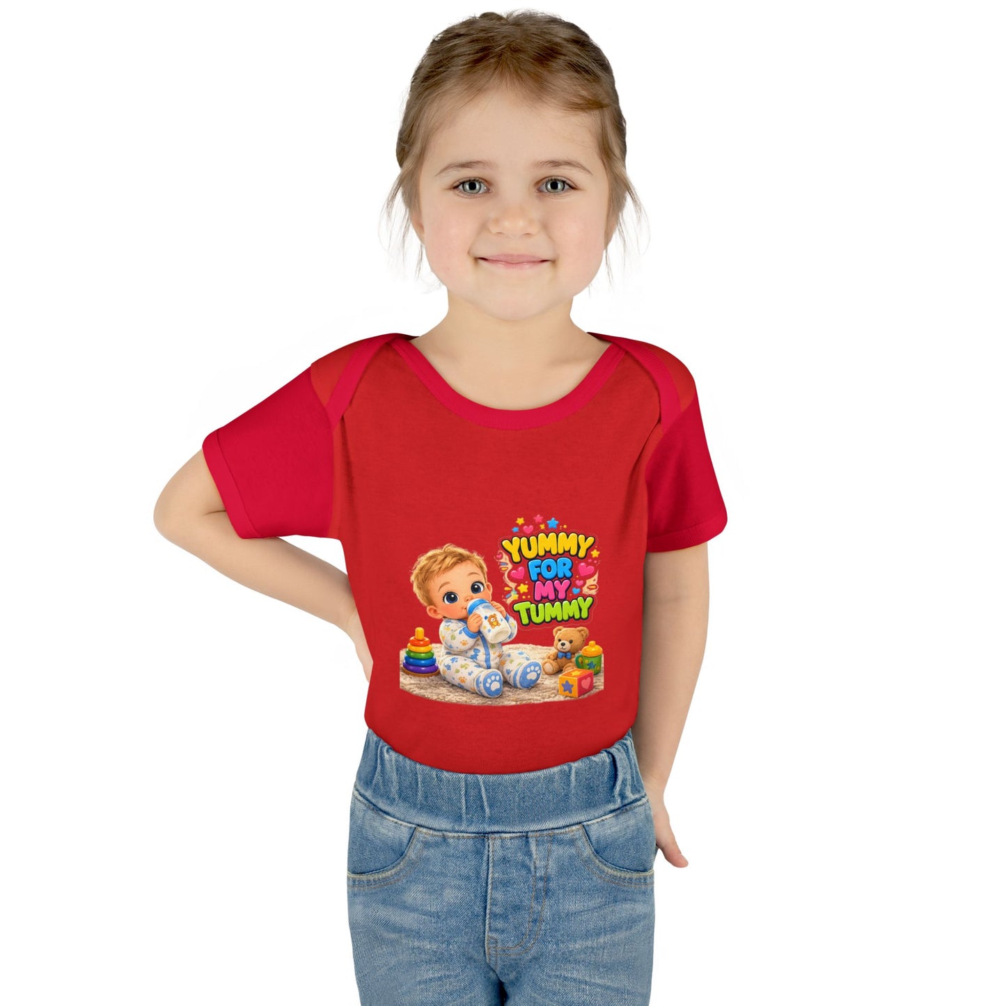 Yummy for My Tummy Baby Bodysuit — Cute Infant Feeding Onesie