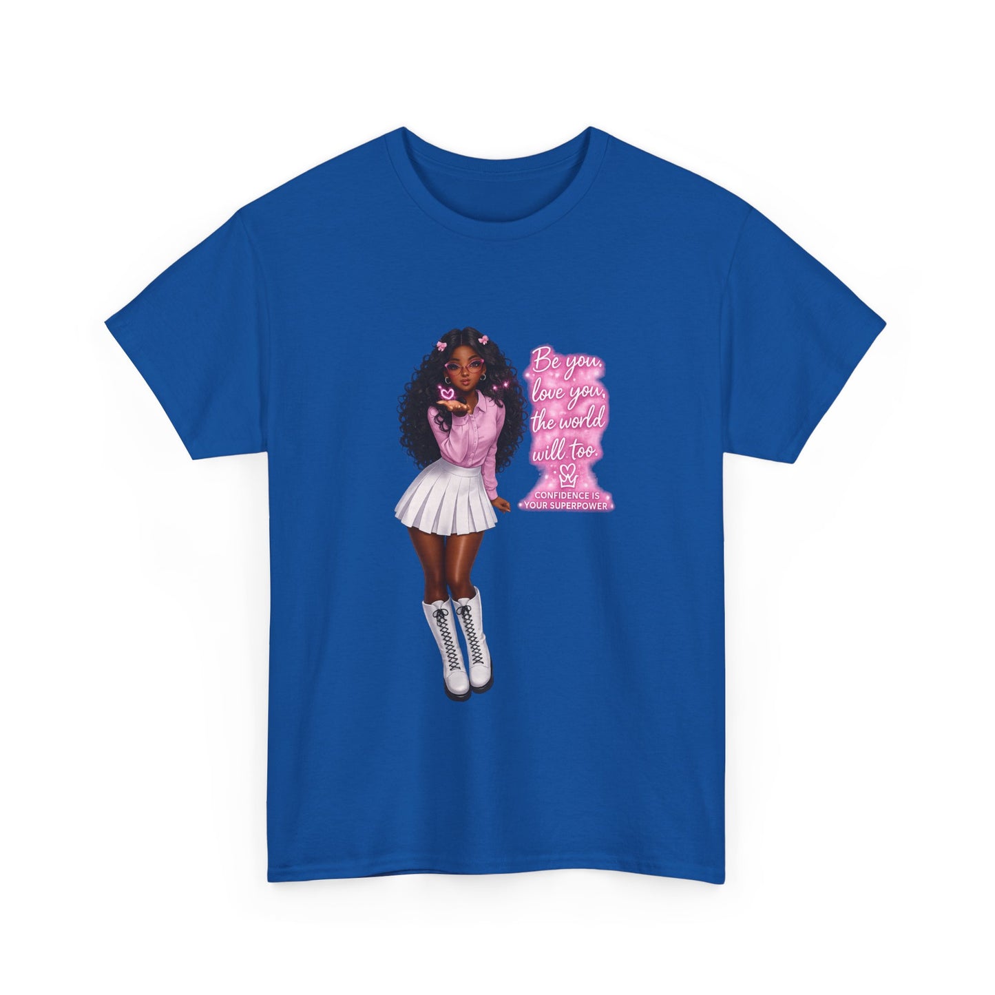 Afro Pink Cheerleader Tee – "Queen" Graphic Cotton T-Shirt