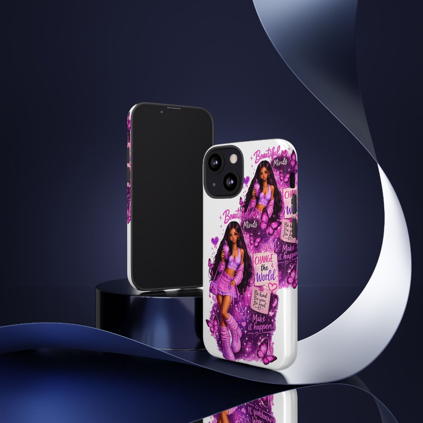 Empowered Girl Phone Case — Pink Butterfly ‘Change the World’ Design
