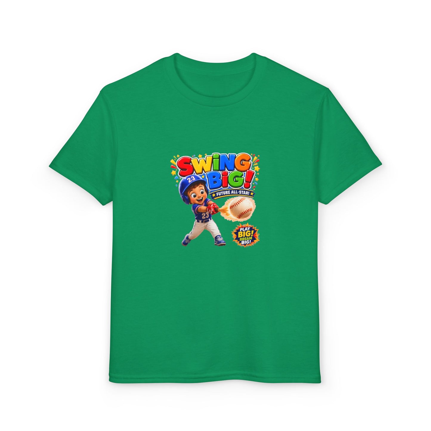 Youth T-Shirt - "SWING BIG!" Baseball Design | Kids Sports Tee