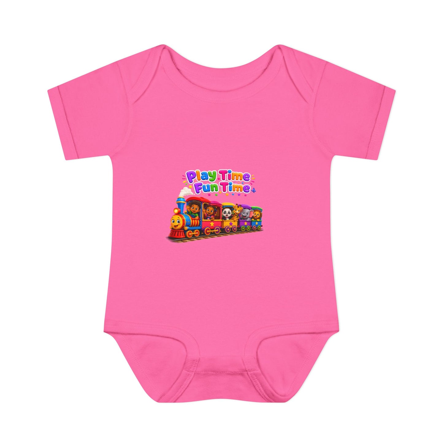 Play Time Fun Time Train Baby Bodysuit — Colorful Infant Onesie