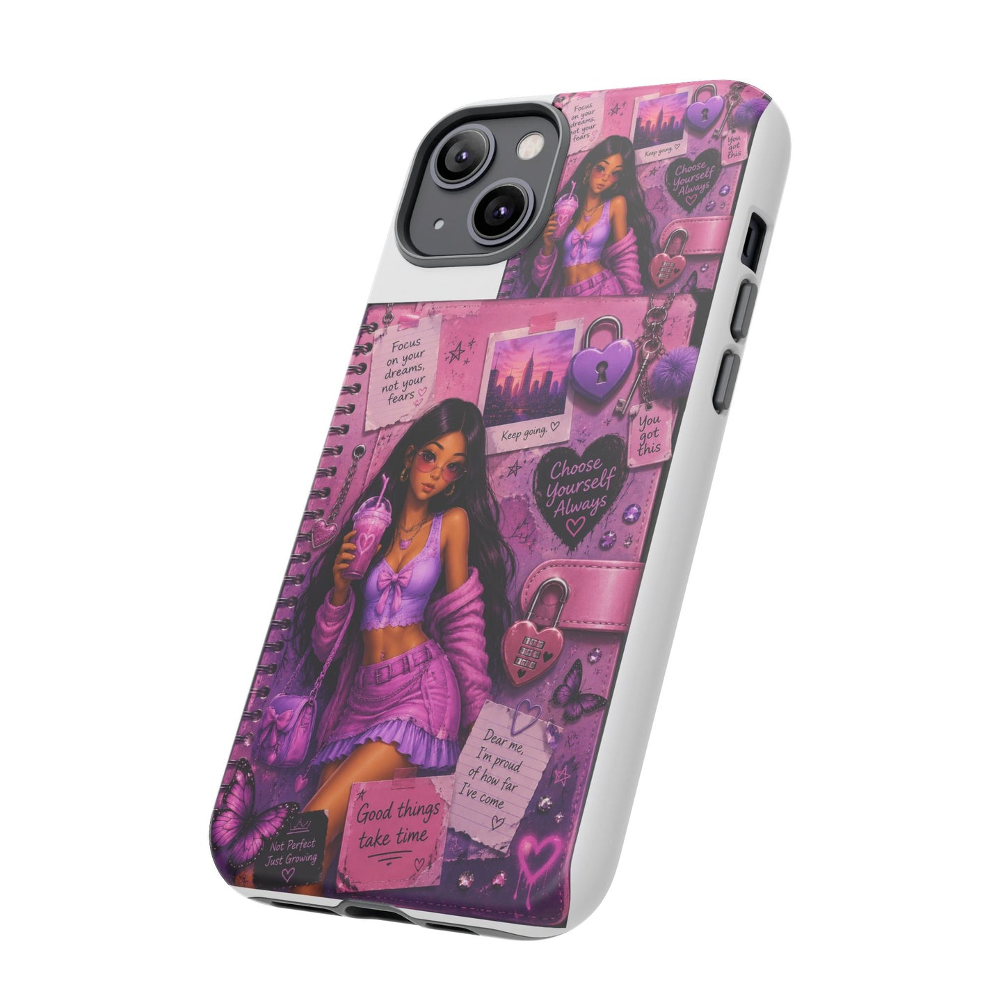 Purple Aesthetic Phone Case — Girl Collage 'Choose Yourself' Design
