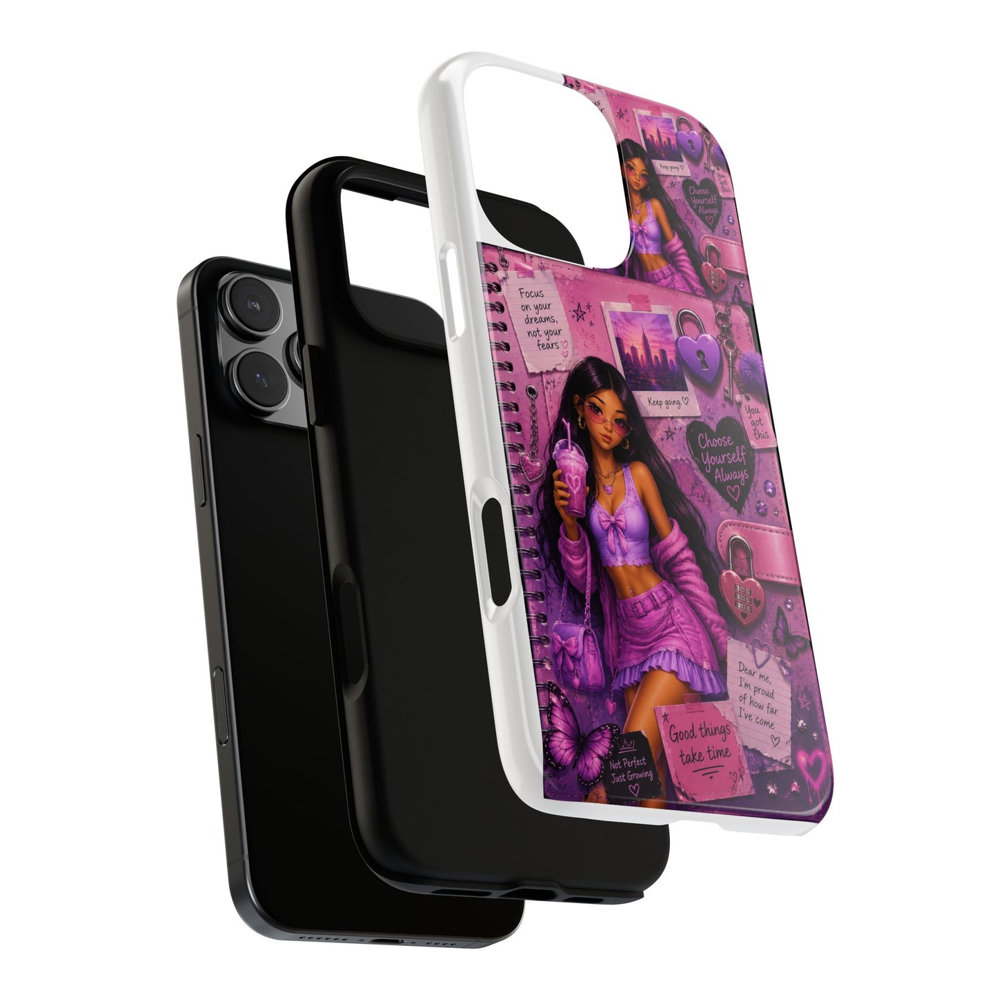 Purple Aesthetic Phone Case — Girl Collage 'Choose Yourself' Design