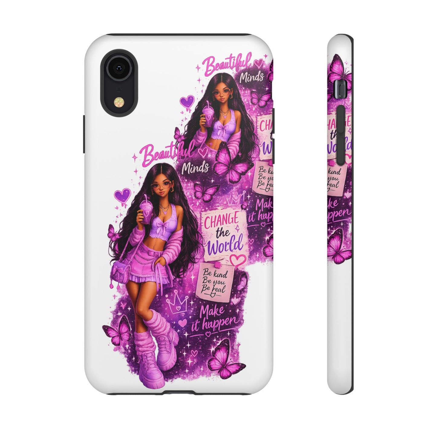 Empowered Girl Phone Case — Pink Butterfly ‘Change the World’ Design
