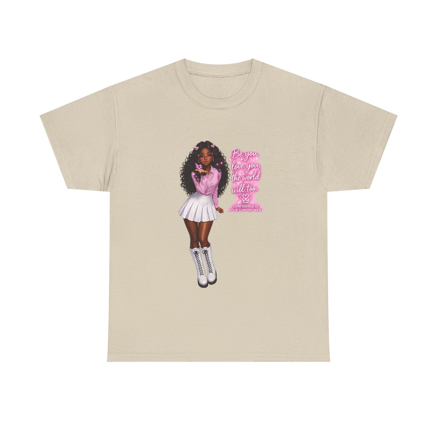 Afro Pink Cheerleader Tee – "Queen" Graphic Cotton T-Shirt