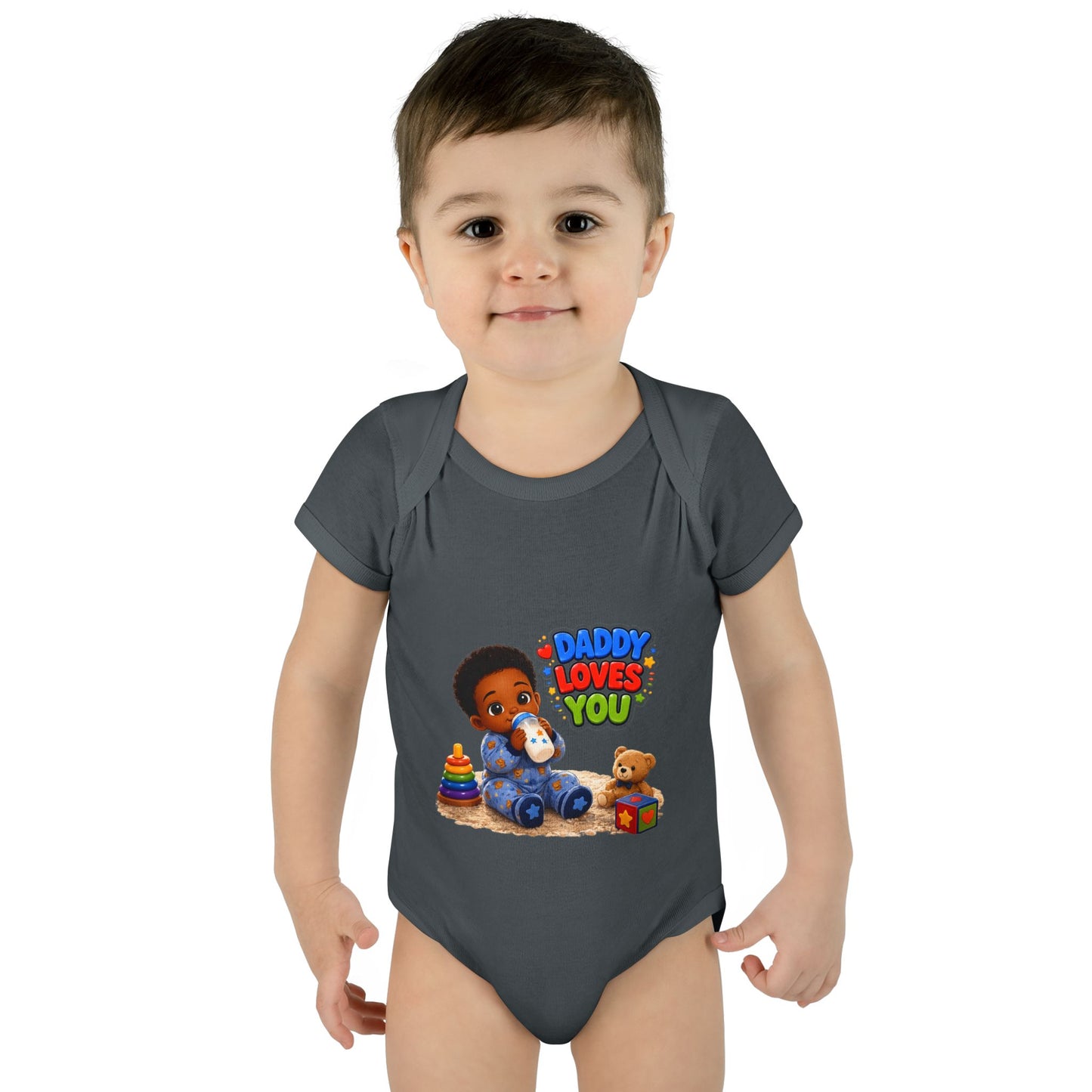 Daddy Loves You Infant Bodysuit — Cute Baby Boy Onesie with Toys Graphic
