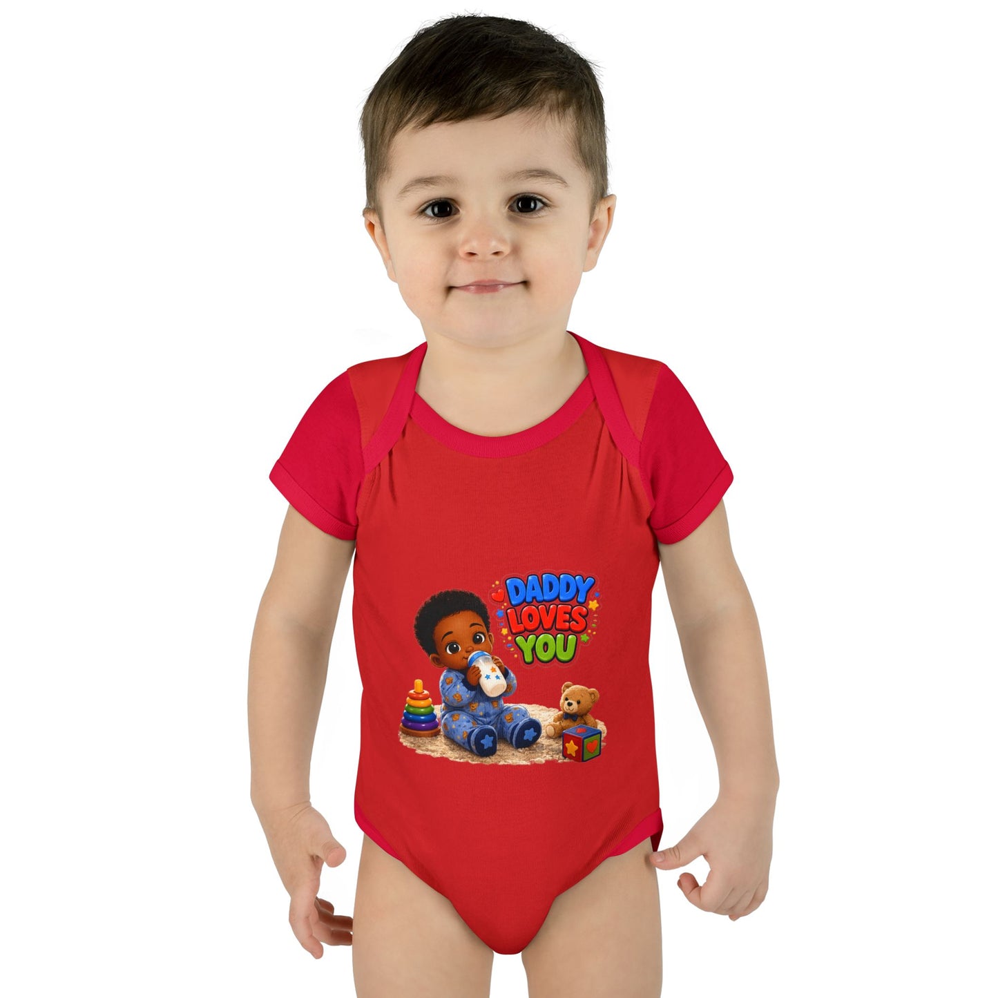 Daddy Loves You Infant Bodysuit — Cute Baby Boy Onesie with Toys Graphic
