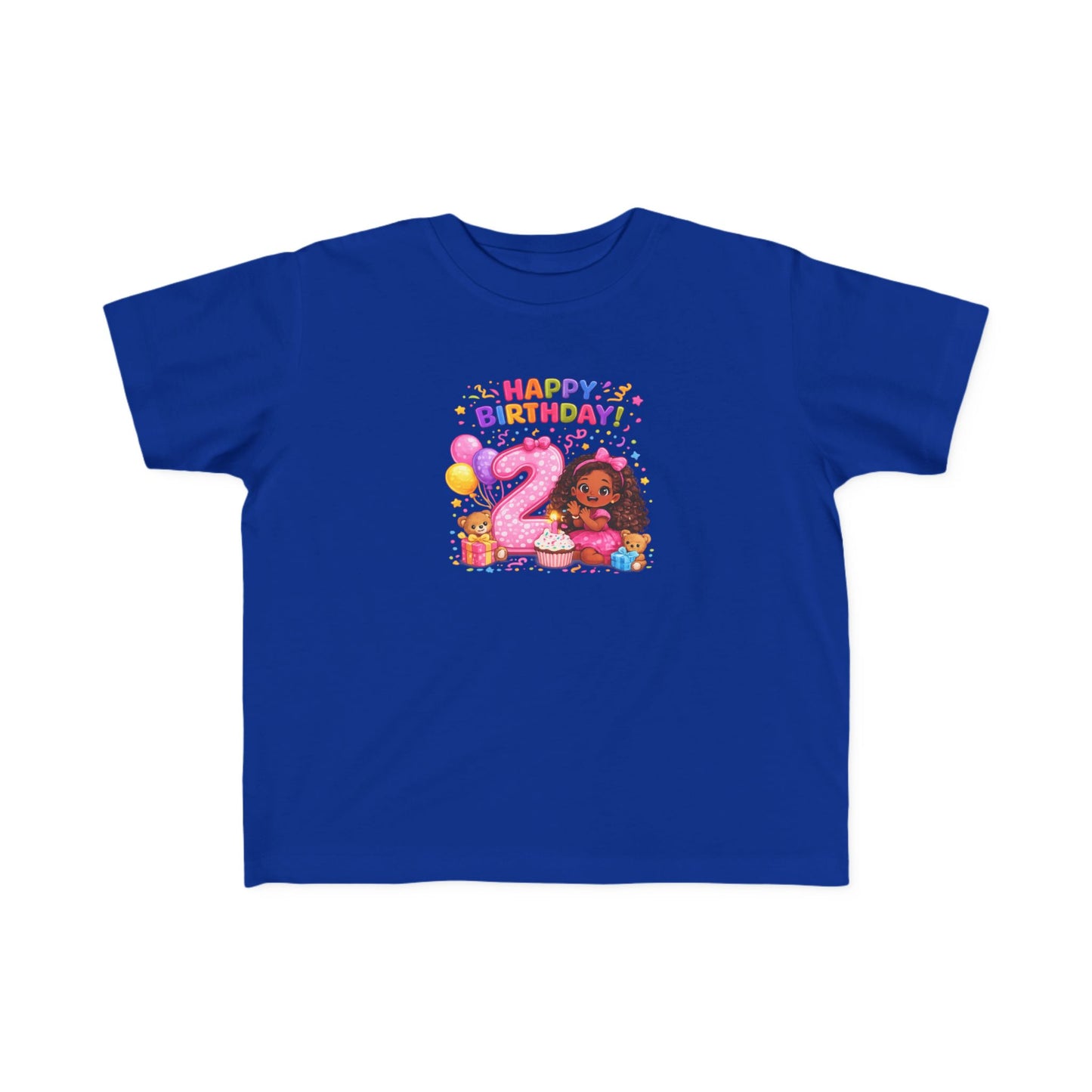 Toddler Birthday Tee — "Happy Birthday 2" Girl Balloon Party Shirt