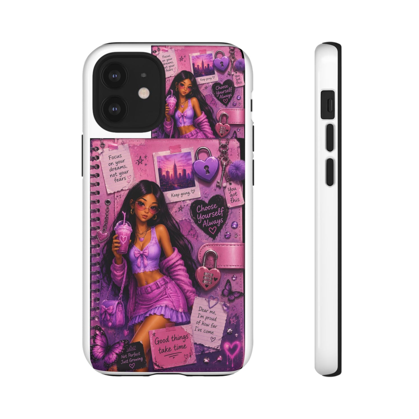 Purple Aesthetic Phone Case — Girl Collage 'Choose Yourself' Design