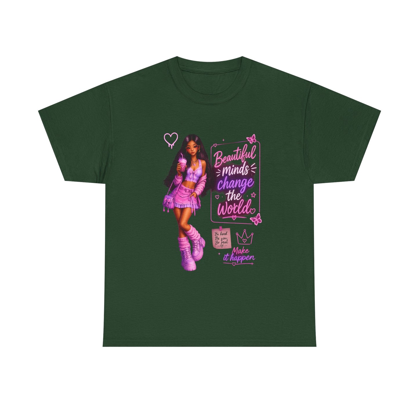 Beautiful Minds Change the World Tee - Pink Barbiecore Graphic Shirt