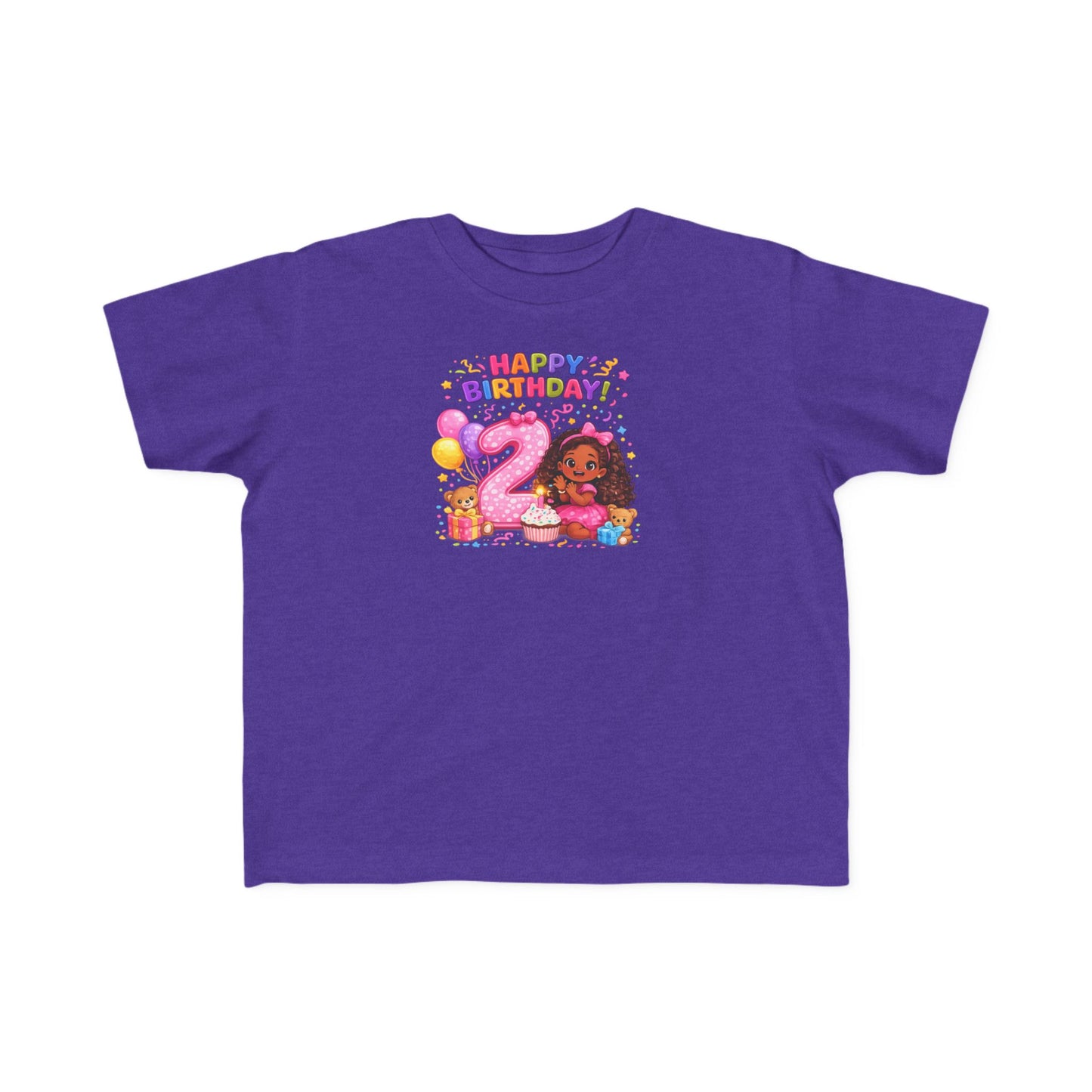 Toddler Birthday Tee — "Happy Birthday 2" Girl Balloon Party Shirt