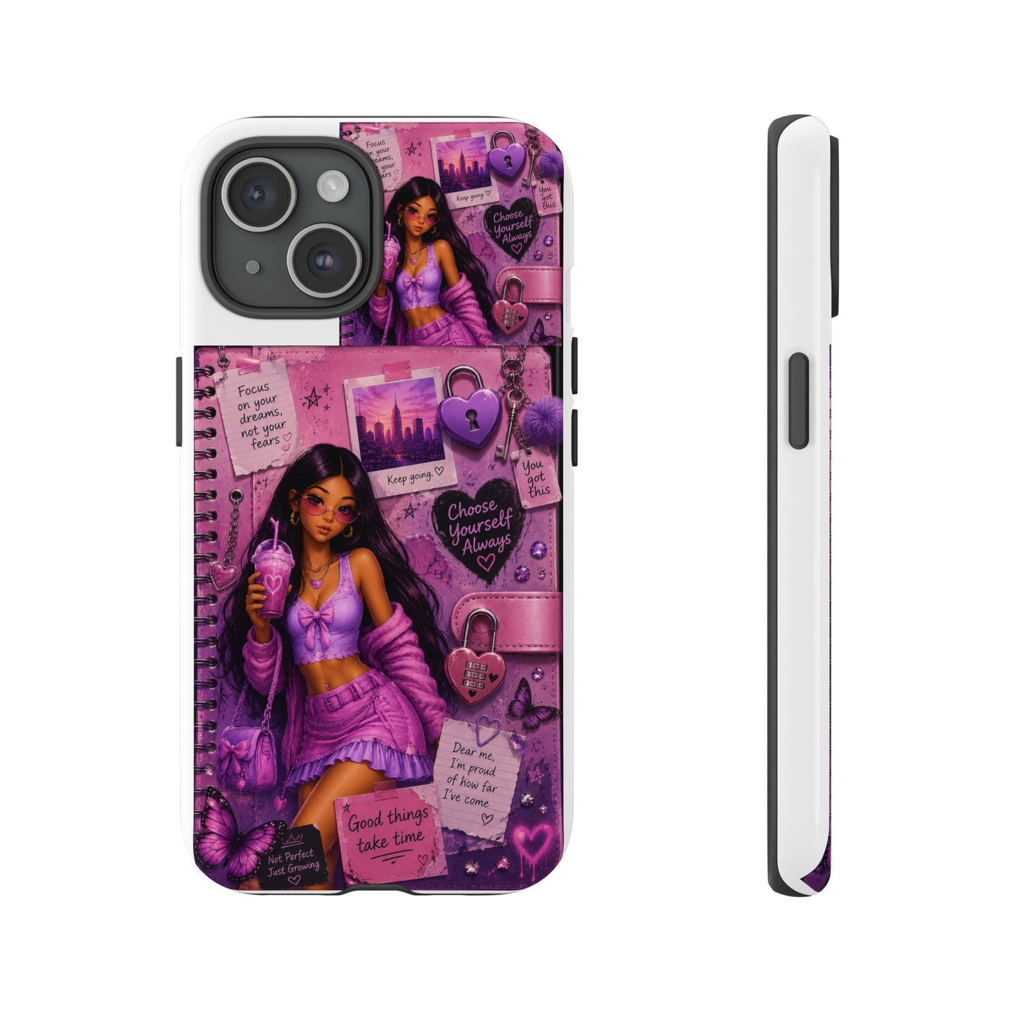 Purple Aesthetic Phone Case — Girl Collage 'Choose Yourself' Design