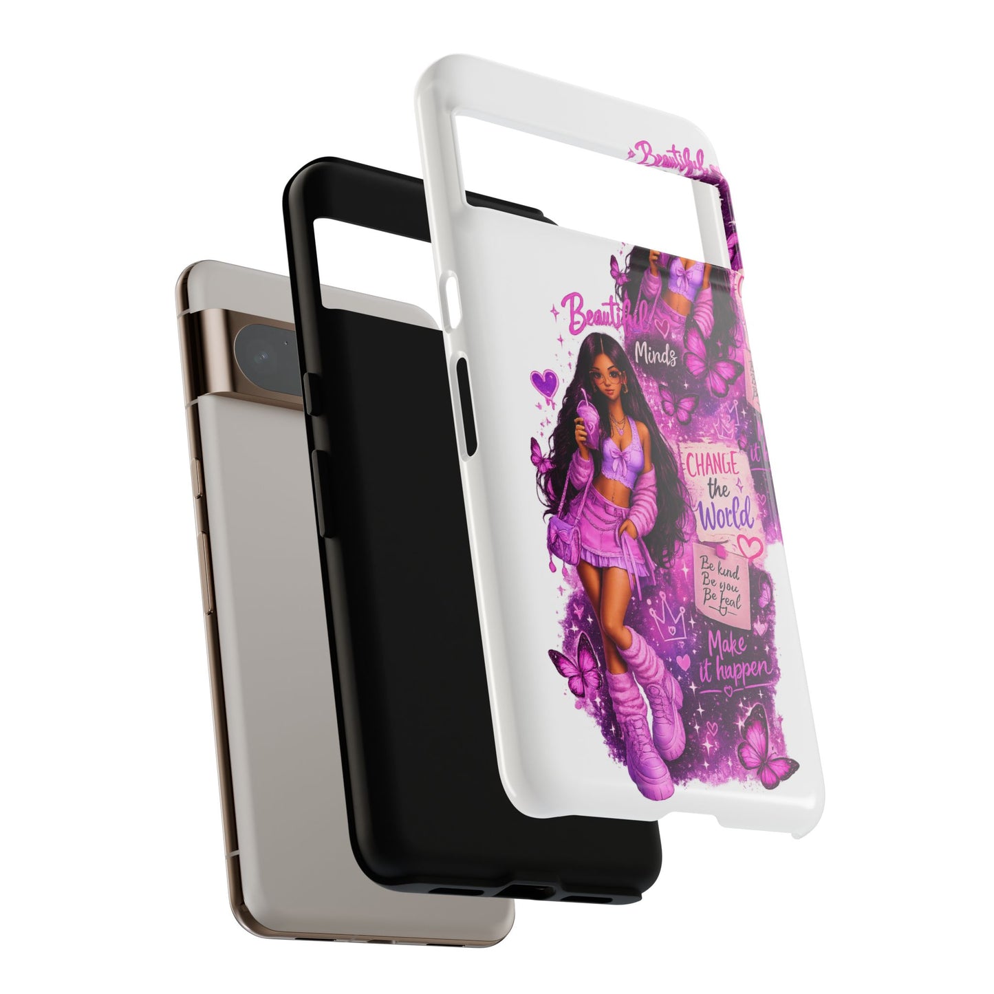 Empowered Girl Phone Case — Pink Butterfly ‘Change the World’ Design