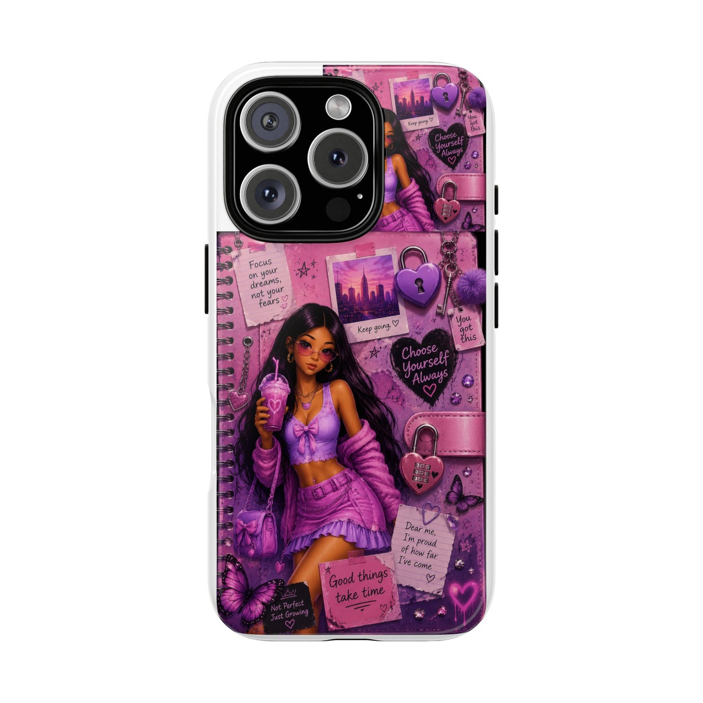 Purple Aesthetic Phone Case — Girl Collage 'Choose Yourself' Design