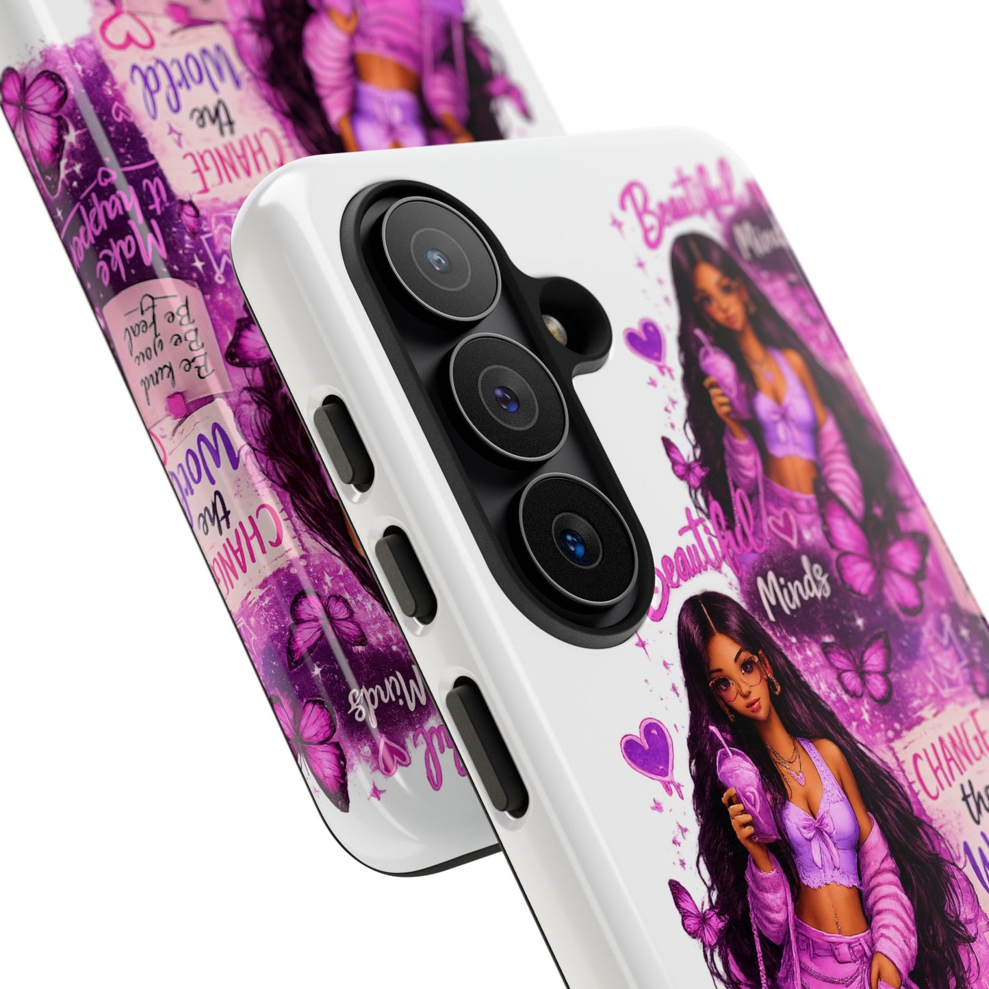 Empowered Girl Phone Case — Pink Butterfly ‘Change the World’ Design