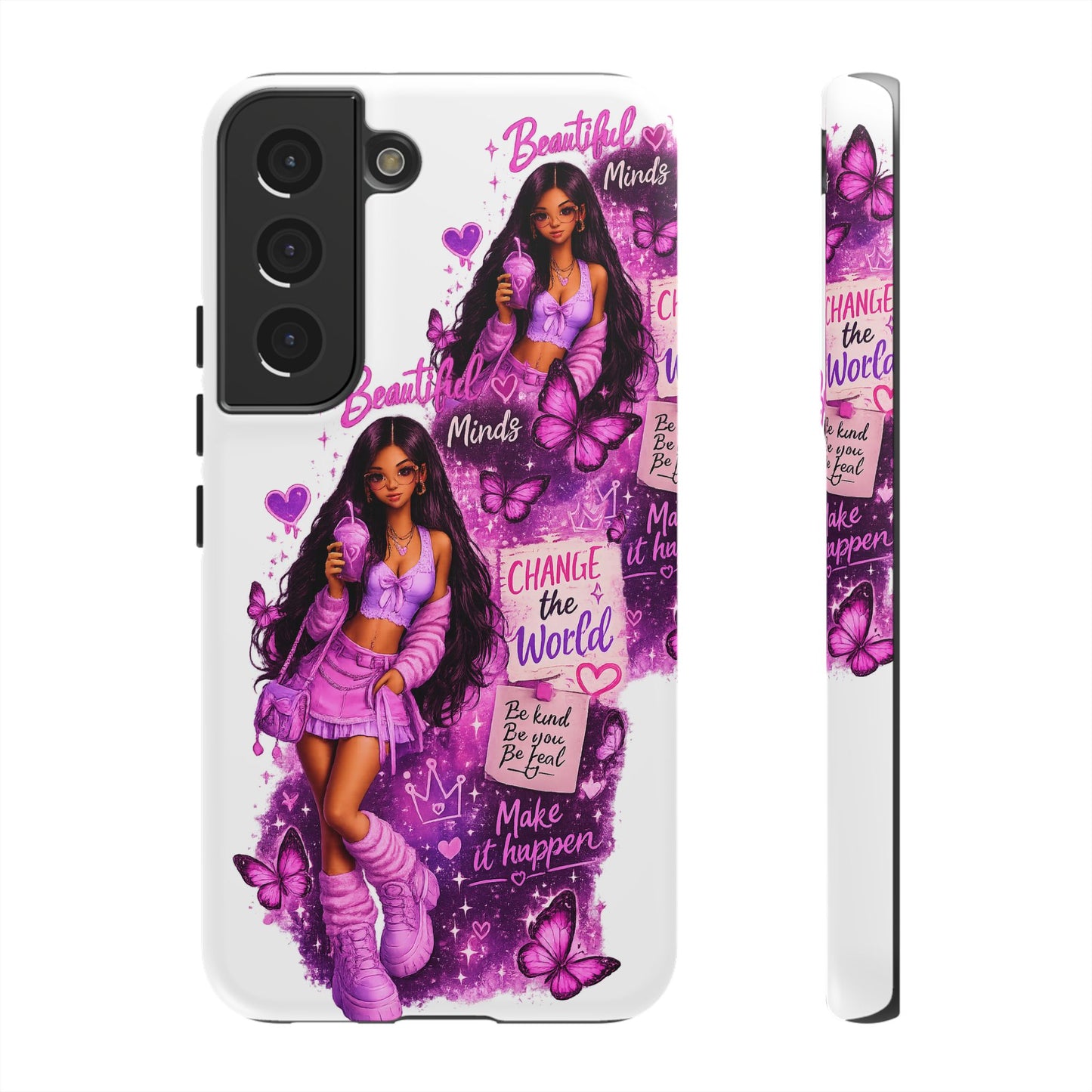 Empowered Girl Phone Case — Pink Butterfly ‘Change the World’ Design