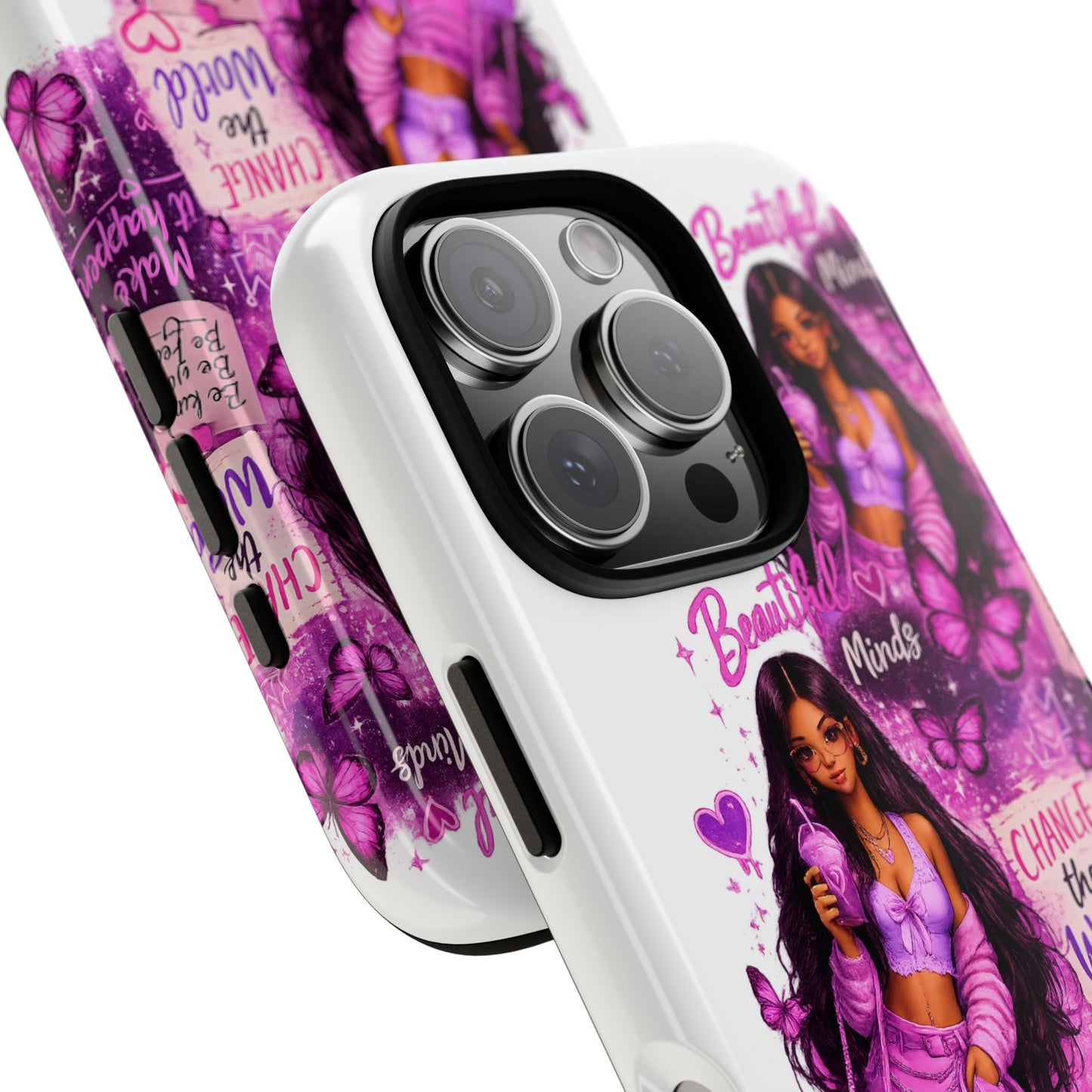 Empowered Girl Phone Case — Pink Butterfly ‘Change the World’ Design