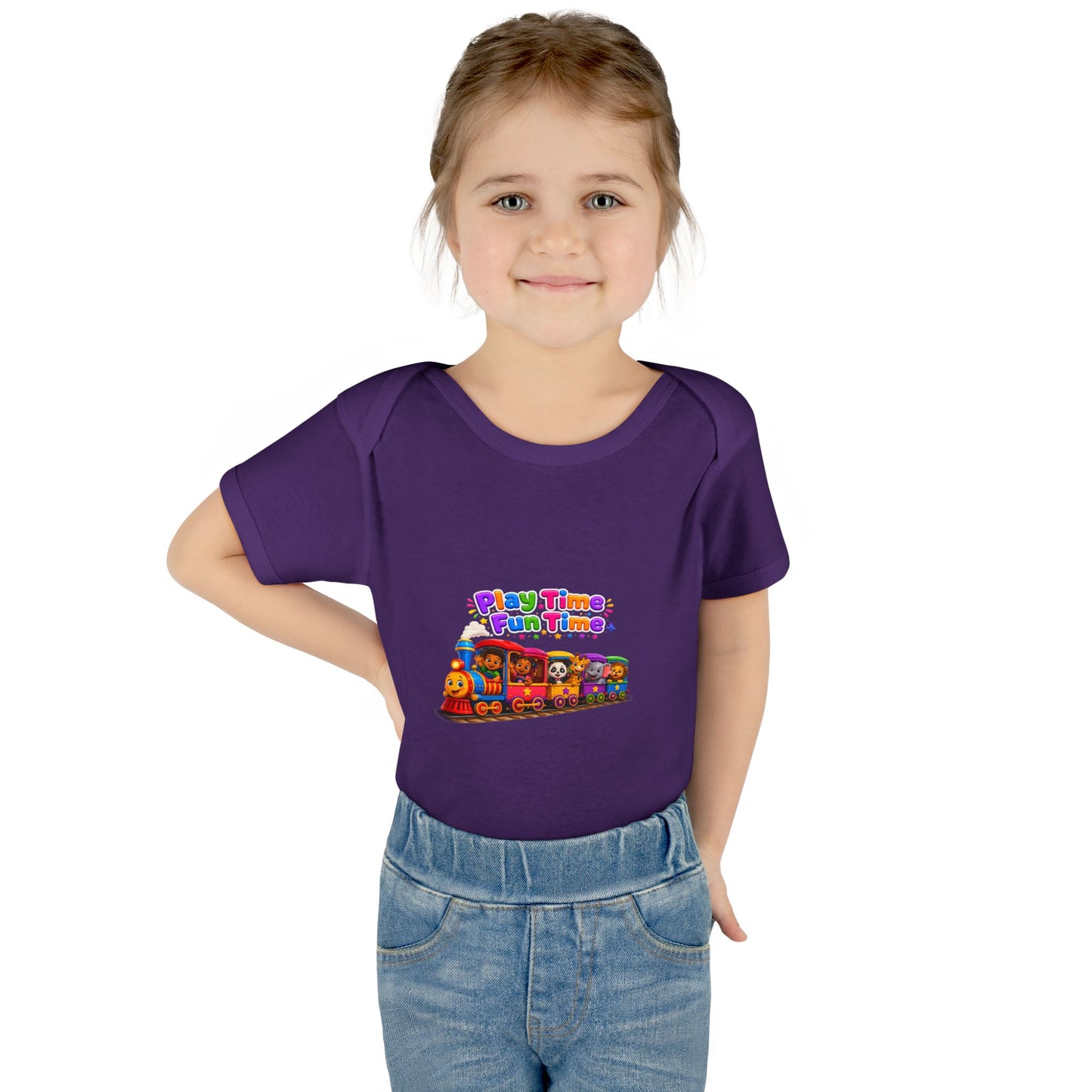 Play Time Fun Time Train Baby Bodysuit — Colorful Infant Onesie