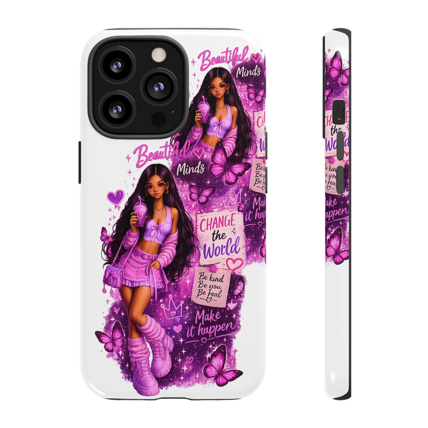Empowered Girl Phone Case — Pink Butterfly ‘Change the World’ Design