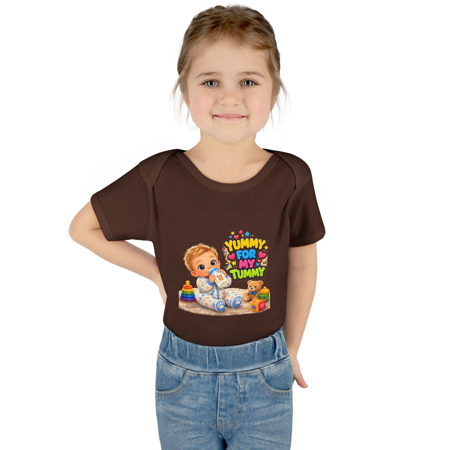 Yummy for My Tummy Baby Bodysuit — Cute Infant Feeding Onesie
