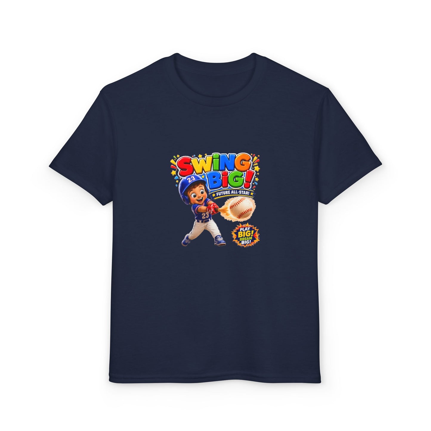 Youth T-Shirt - "SWING BIG!" Baseball Design | Kids Sports Tee