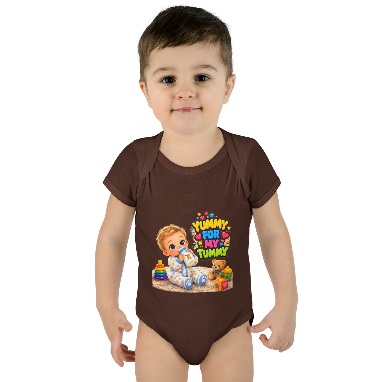 Yummy for My Tummy Baby Bodysuit — Cute Infant Feeding Onesie