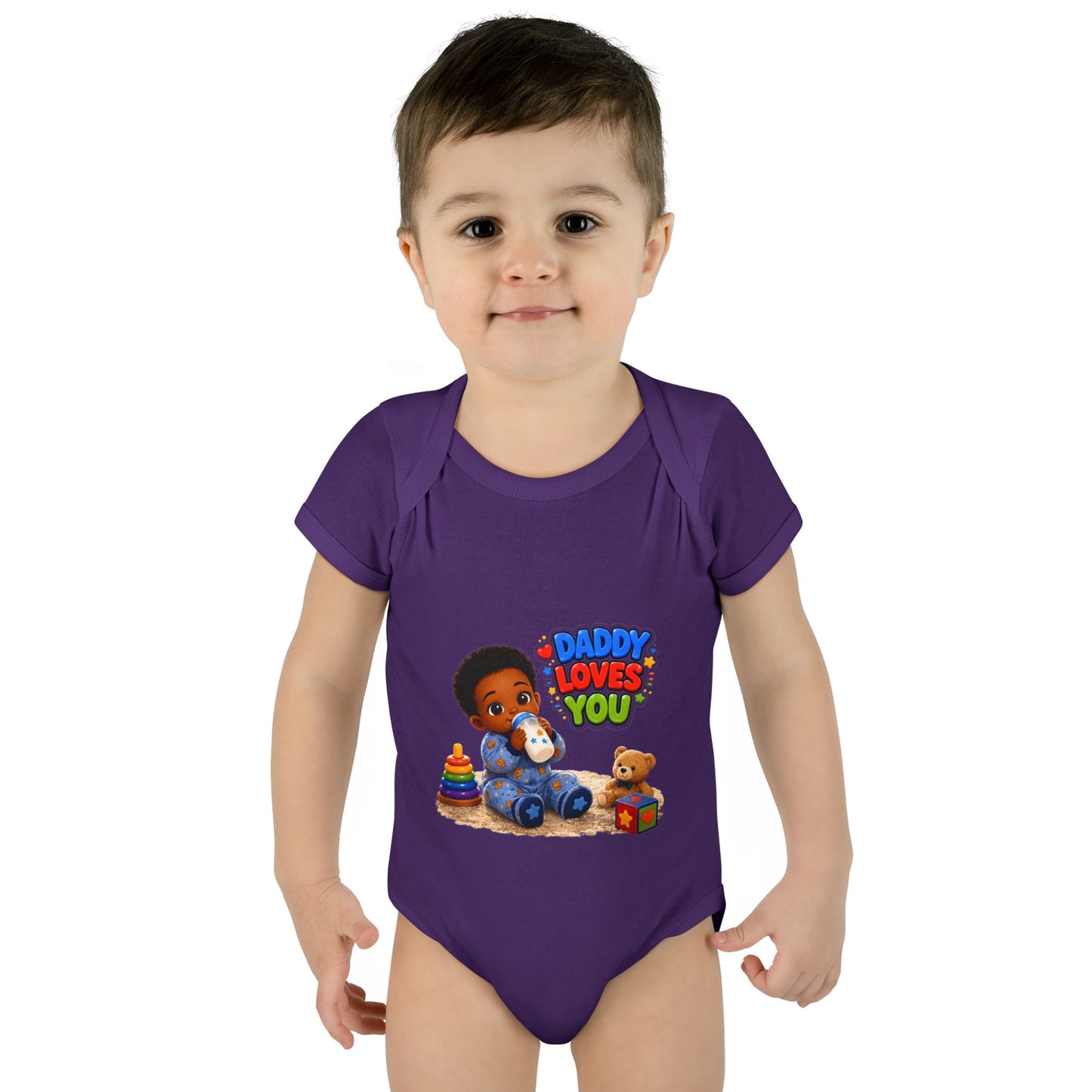 Daddy Loves You Infant Bodysuit — Cute Baby Boy Onesie with Toys Graphic