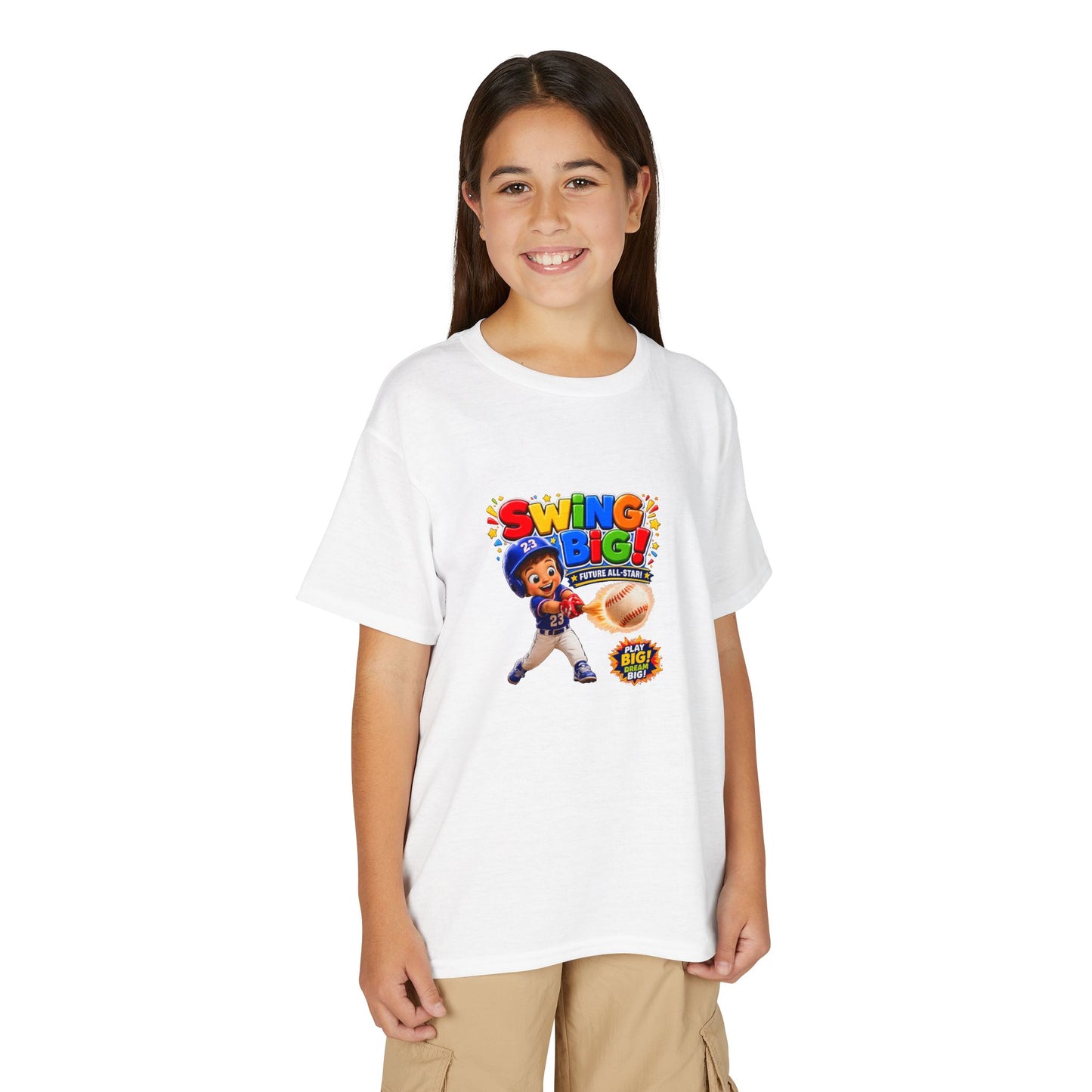 Youth T-Shirt - "SWING BIG!" Baseball Design | Kids Sports Tee