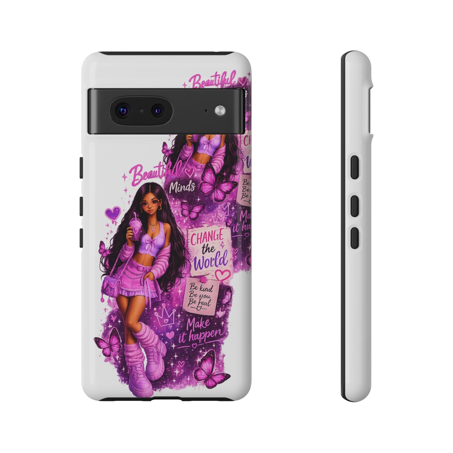 Empowered Girl Phone Case — Pink Butterfly ‘Change the World’ Design