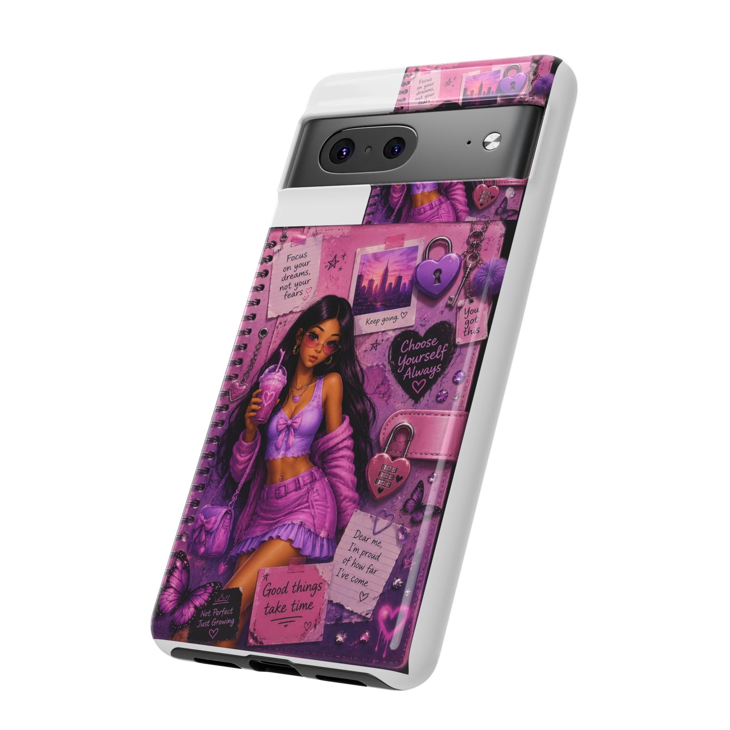 Purple Aesthetic Phone Case — Girl Collage 'Choose Yourself' Design