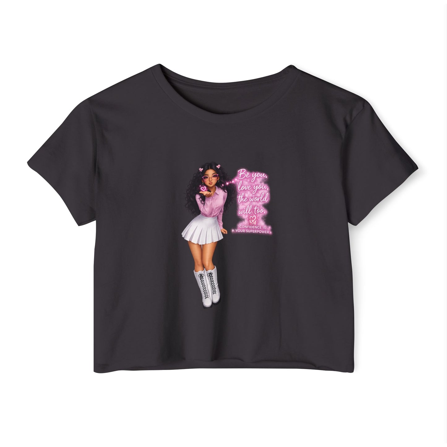Women's Festival Crop Top — Pink Glitter Diva Graphic