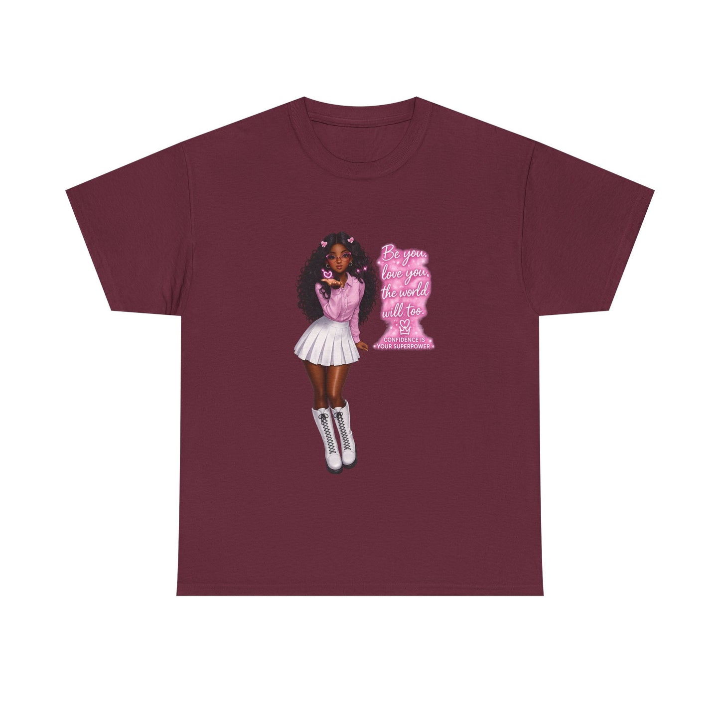 Afro Pink Cheerleader Tee – "Queen" Graphic Cotton T-Shirt