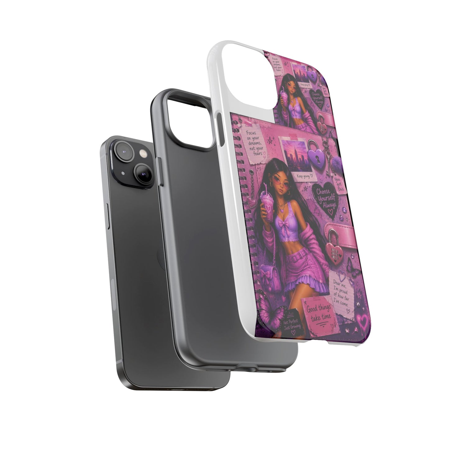 Purple Aesthetic Phone Case — Girl Collage 'Choose Yourself' Design