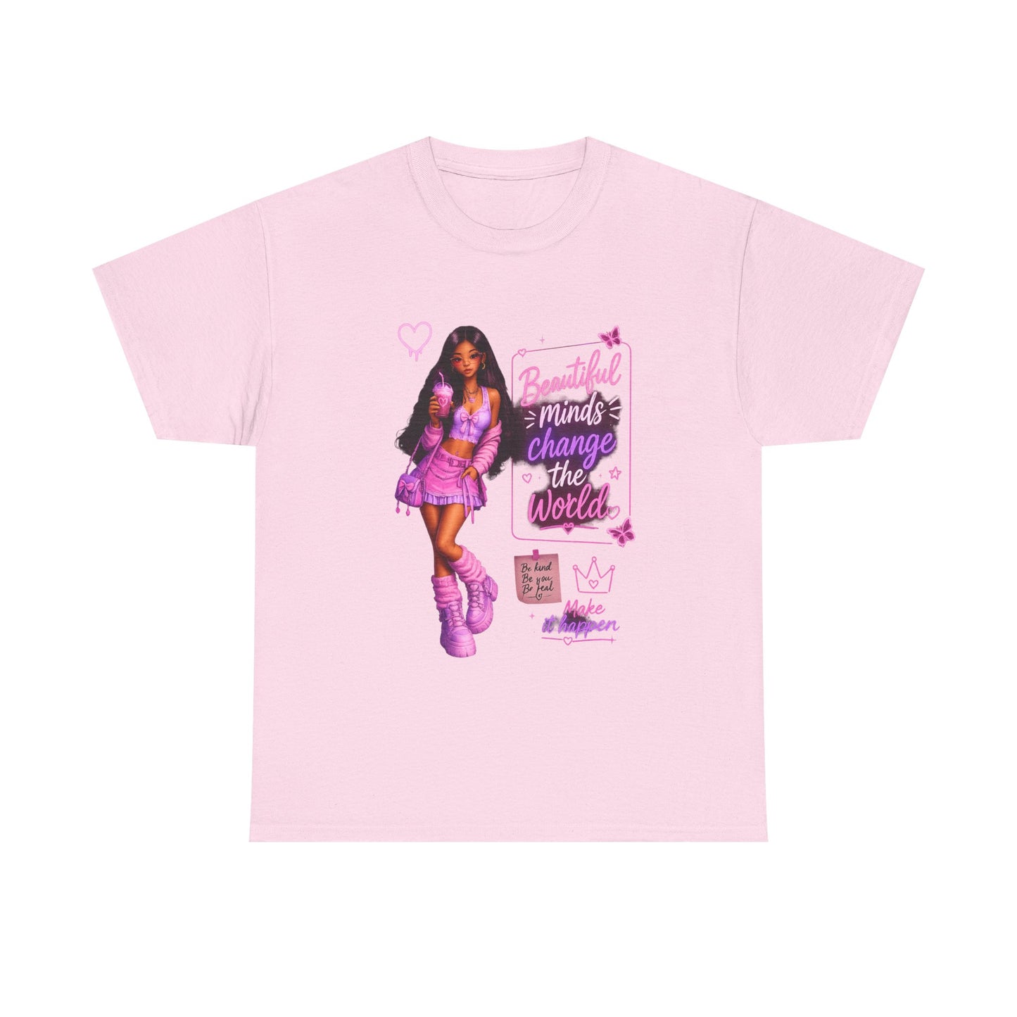 Beautiful Minds Change the World Tee - Pink Barbiecore Graphic Shirt