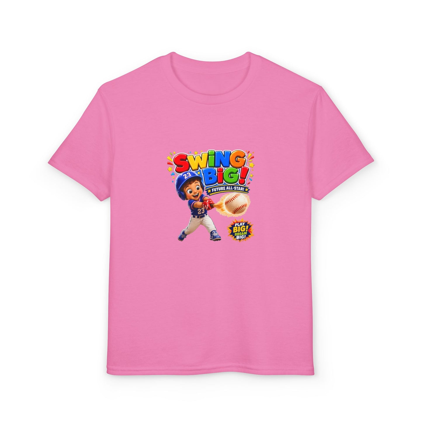 Youth T-Shirt - "SWING BIG!" Baseball Design | Kids Sports Tee