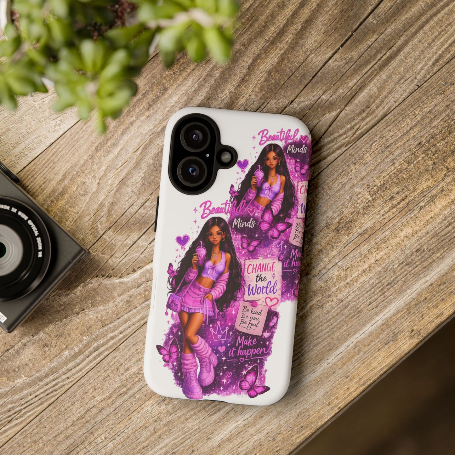 Empowered Girl Phone Case — Pink Butterfly ‘Change the World’ Design