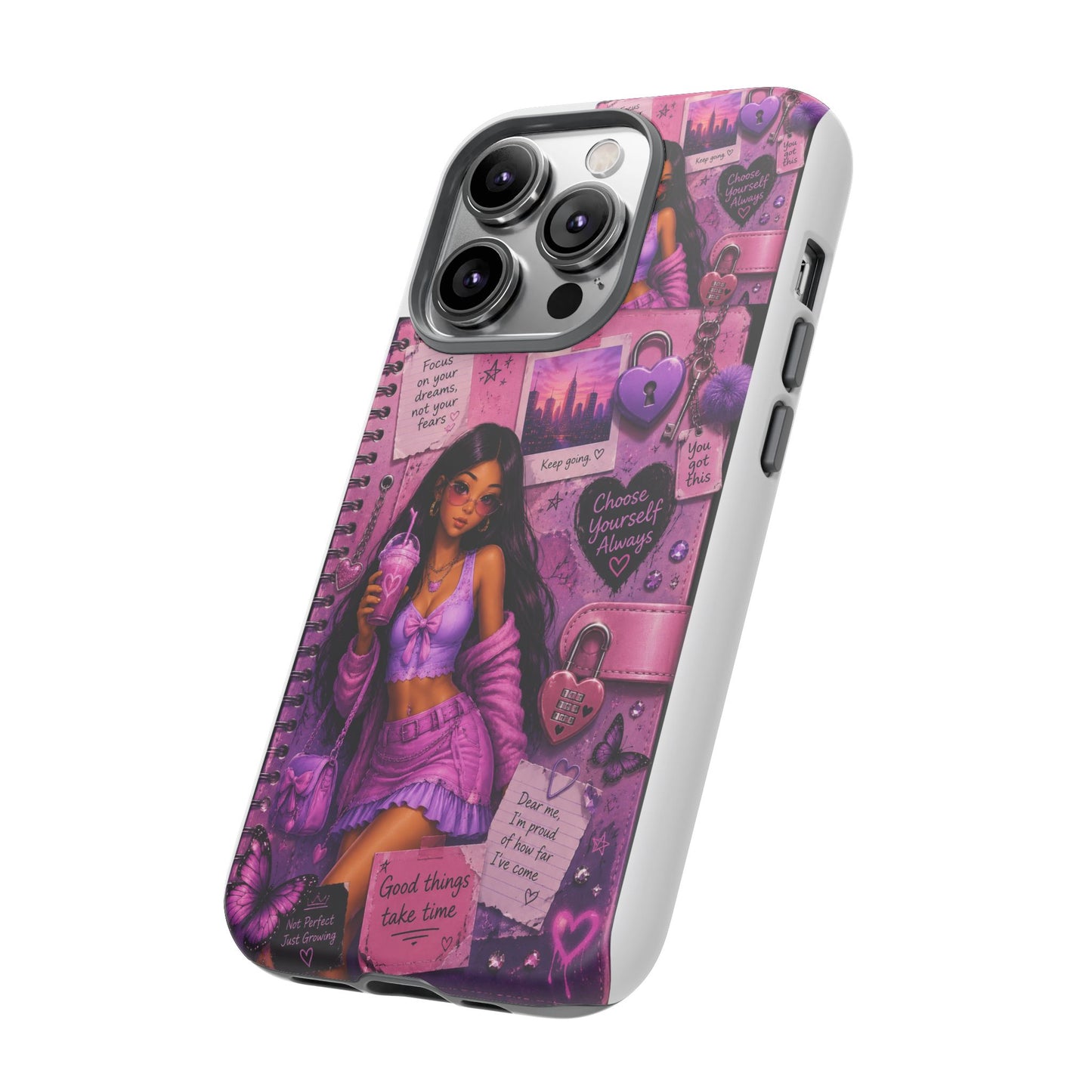 Purple Aesthetic Phone Case — Girl Collage 'Choose Yourself' Design
