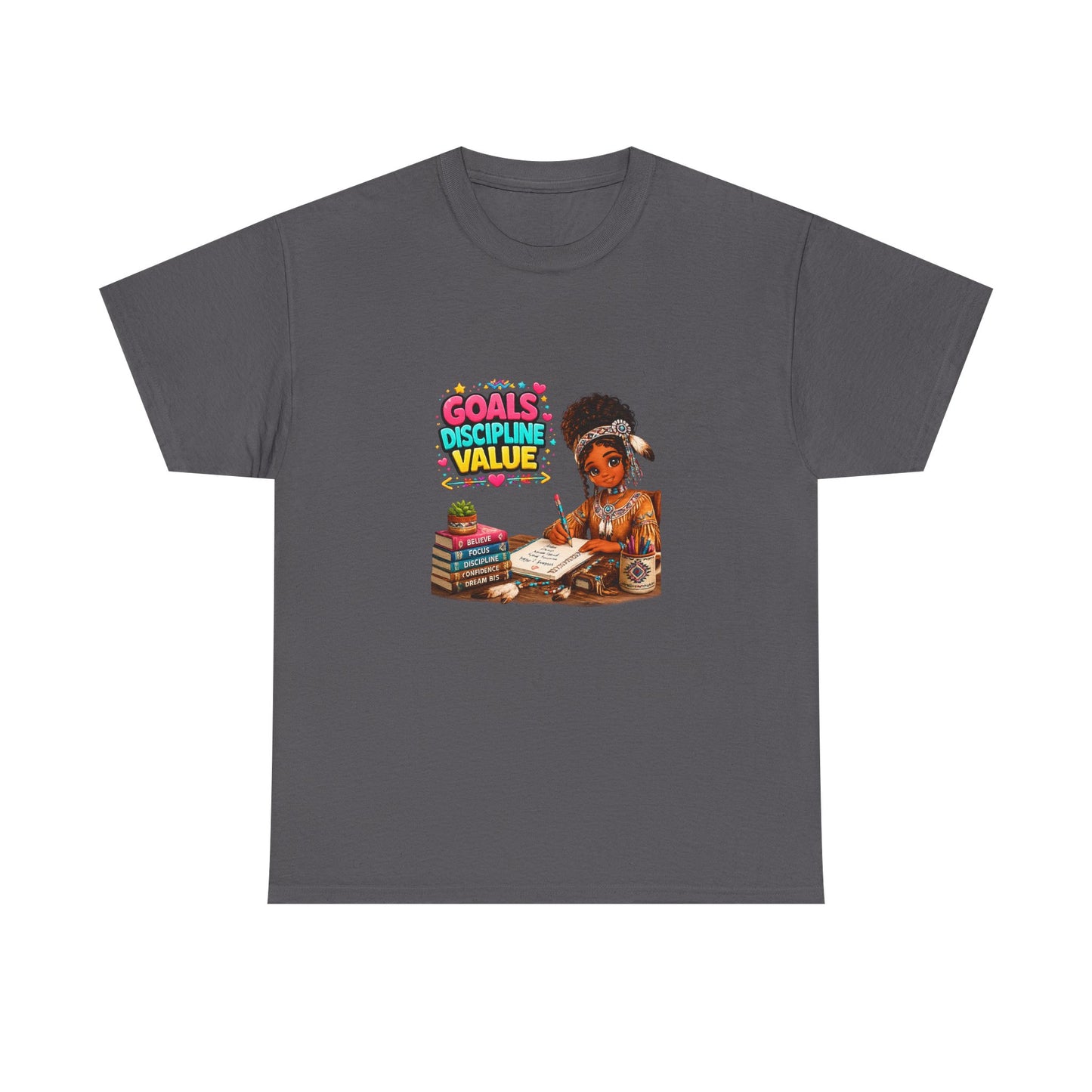Motivational Study T-Shirt — "Goals, Discipline, Value" Graphic Tee for Students & Learners