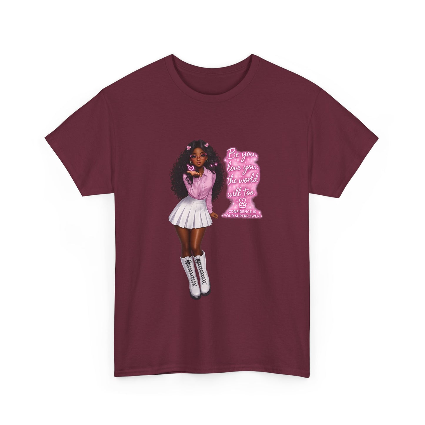 Afro Pink Cheerleader Tee – "Queen" Graphic Cotton T-Shirt